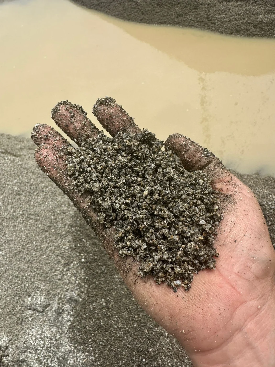 Muestra de material mineral en la operación de POLOLOGYS
